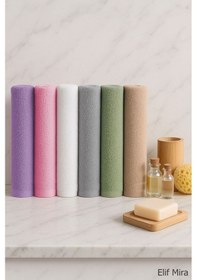 Resim 6 Lı Softtouch El Yüz Banyo Havlusu Seti %100 Pamuklu 50x90 Cm Mor 