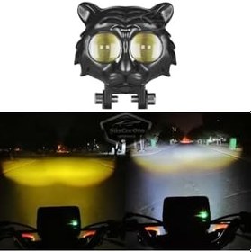Resim Kedi Göz Sis Farı Çift Renk Sarı-Beyaz Araç Motosiklet Off Road Led Lamba Metal Çalışma Lambası 1 Ad 