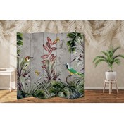 Resim dbsanat Renkli Kuşlar Temalı Özel Tasarım Paravan Room Divider 180 x 200 cm 