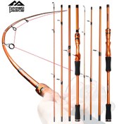 Resim PRXPE 4 bölümlü Turuncu Balıkçılık Kamışı, 1.8m/5.9in, 2.1m/6.8in Seyahat Taşınabilir Döner ve Atma Balıkçılığı Kamışı, Ultra Hafif Fiberglas Sazan Kamışı, Uzun Menzilli Balıkçılık Ekipmanı 