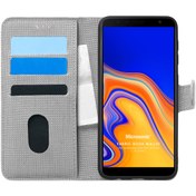 Resim Samsung Galaxy J4 Core Kılıf Fabric Book Wallet Gri Microsonic