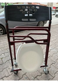 Resim Katlanır Tekerlekli Klozet Yükseltici Tuvalet Sandalyesi 