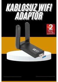 Resim Mbps Wifi Alıcı Kablosuz Wifi Adaptörü Çift Band Çift Antenli 