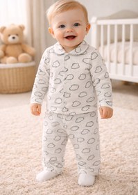 Resim anne dokunuşu gibi KUZUM BEBE 2’li Fitilli Kumaş Somon Ayıcık Desenli Kız Bebek Çocuk Alt Üst Pijama Takımı 