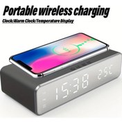 Resim Willowhaven Siyah 3ü 1 Arada Kablosuz Şarj Standı Termometreli Alarmlı Saat İphone Uyumlu Samsung 