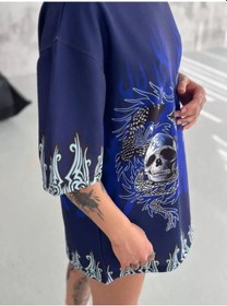 Resim Soonaksesuar Unisex Bisiklet Yaka Baskılı Oversize T-shirt - Lacivert Lacivert 