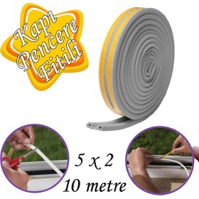 Resim Glaswen 5x2=10 Metre Kapı Pencere Bandı Gri Fitili Yapışkanlı Soğuk Izolasyon Bant 
