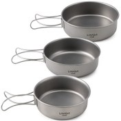 Resim Lixada 3 Adet Titanyum Kase Seti Ultralight Titanyum Yemek Gri 