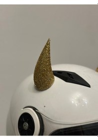 Resim Motor & Motosiklet Gold Simli Şeytan Boynuzu Kask Dış Aksesuar Diğer 