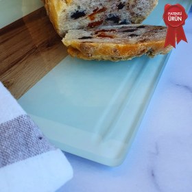 Resim Decorita Kanallı Cam Kesme Tahtası - Cam Kesme Tablası | Şerit Ahşap Görünüm | 25cm x 35cm | Patentli Ürün 