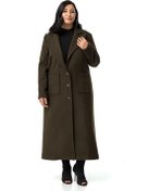 Resim Büyük Beden Ceket Yaka Torba Cepli Astarlı Uzun Haki Kaşe Kaban-haki Haki 