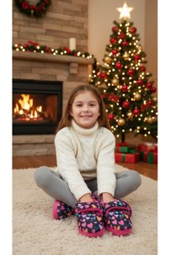 Resim Deniz Terlik Kız Çocuk Sessiz Taban Kaydırmaz Ev Pandufu | Ev Botu | 