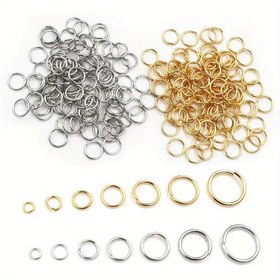 Resim 200 adet DIY Takı Yapımı Malzemeleri - Altın ve Gümüş Bölünmüş Halkalar, Çelik Malzeme, Bileklikler, Küpeler ve Daha Fazlası İçin Mükemmel, Takı Yapımı Malzemeleri 