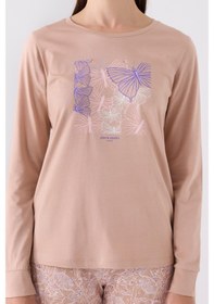 Resim Pierre Cardin 8878 Uzun Kol Kadın Pijama Takımı Vizon 