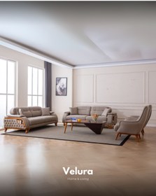 Resim Velura Home & Living Berra Koltuk Takımı & Oturma Grubu (3+3+1) - Koyu Krem 