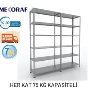 Resim Mekoraf 43 X 93 2 Metre 6 Katlı Duble Raf Sistemi (2 Ünite ) Gri 