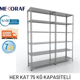 Resim Mekoraf 43 X 93 2 Metre 6 Katlı Duble Raf Sistemi (2 Ünite ) Gri 