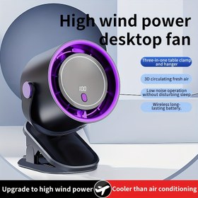 Resim SONE 100mph Yüksek Hızlı Taşınabilir Masaüstü Fan - USB Şarj Edilebilir, 3-in-op & Askı, 3D Hava Dolaşımı, Düşük Gürültü İşlemi, Uzun Ömürlü Pil Ev Ofisi, Yurt, Seyahat, Taşınabilir Fan, Şık Tasarım, Modern Estetik 