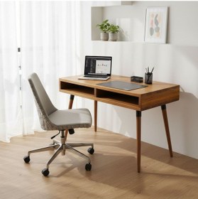 Resim Mobenta Slot Desk Masif Çalışma & Laptop Masası, 2 Gözlü Depolama - 120 Cm, Tk Ahşap 