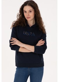 Resim U.S. Polo Assn. Kadın Lacivert Kapüşonlu Basic Sweatshirt 50307711-VR033 