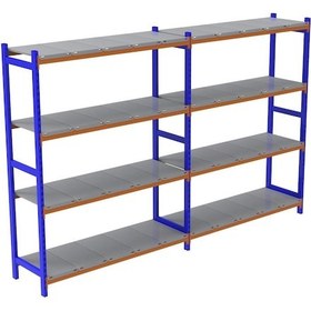 Resim Raf Burada 4 Katlı Duble Depo Rafı - 300-350 Kg Taşıma Kapasiteli Hafif Rack Raf-40x90x200 cm 