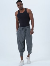 Resim RELAXL Bağcıklı Paça Detaylı Koyu Gri Unisex Şalvar 2XS-10XL 
