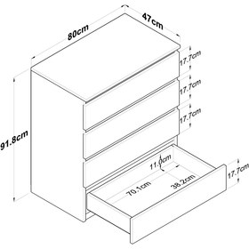 Resim Rani Mobilya Rani BE102 Şifonyer 4 Çekmeceli Yatak Odası Bebek Odası Sepet Ceviz 91 x 80 Cm 