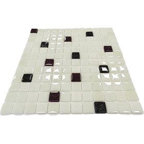 Resim MozaiKristaL Tüm Yüzeyler Için 25X25MM. Beyaz-Simli Siyah-Mürdüm Simli, 31,5X31,5CM. Fileli Cam Mozaik-Kristal Mozaik Mix. 