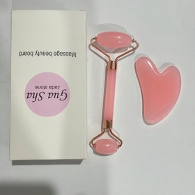 Resim Set of pink Gua Sha Massage Tools and Facial Rollers - Manuel Rahatlatma Aracı, Şarj Edilmez, Pil Gerektirmez, Stres Giderici İçin İdeal Bir Hediye 