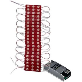 Resim 20 Adet 12 Volt 1.2 Watt 3 Lensli Kırmızı 2835 Smd Led Modül Ip65 5a Slim Trafo Set 
