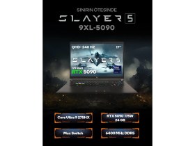 Resim Game Garaj Slayer5 9XL-5090 C6 Intel Ultra 9 275HX 32GB Ram 1tb SSD RTX5090 17" Qhd+ IPS 240Hz Freedos Gaming Laptop 