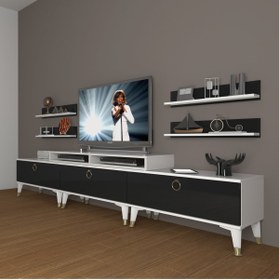 Resim Decoraktiv Ekoflex 270r Mdf Gold Tv Ünitesi Tv Sehpası - Beyaz - Siyah 