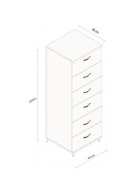 Resim AE-3038 Belinda 6 Çekmeceli Şifonyer Beyaz 