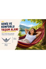 Resim Vothoon Çift Kişilik Hamak 260X150 Cm Kolay Kurulabilir Bahçe Balkon Kamp Salıncak Hamak Çantalı 
