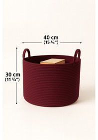 Resim Mavaux Clover Özel Pamuklu Saplı Jüt Battaniye Sepeti Hasır Oyuncak Sepeti Jüt Çamaşır Sepeti 40-30 Mürdüm 