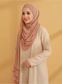 Resim Tuva Şal İç Boneli Şifon Hazır Türban - Koyu Bej - Tuva 