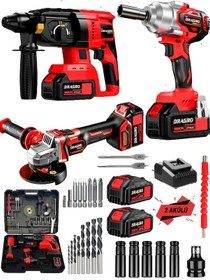 Resim Dragro DRG-smn128 Siyah 128 V 3'lü Set Kırıcı Delici Somun Sıkma Taşlama Makinesi 2 Akülü Kömürsüz Full Set 