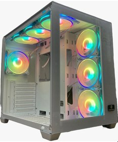 Resim GAMEFORCE Lıquıd Beyaz 7x120 Mm Fanlı Rgb Kumandalı Kontrolcülü ATX Oyuncu Bilgisayar Kasası Liquid Beyaz 