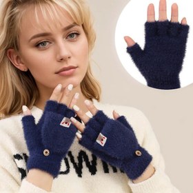 Resim 1 Çift Kadın Termal Kadife Kış Eldiveni - Geyik Desenli, Elastik Manşetli Soğuk Havaya Karşı Koruyucu, Dokunmatik Ekran Uyumlu Dış Aktiviteler & Noel Giyimi için, Kış Aksesuarları, Katlanabilir Stil, Rahat Kalıp, Soğuk Hava Ekipmanı 