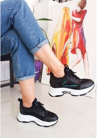 Resim Siyah Gizli Dolgu Topuk Bağcıklı Kadın Sneakers 001 