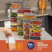 Resim 24'lü Hava Geçirmez Saklama Kabı Seti Antrasit 6x(250-500-750-1200 Ml) Vienev