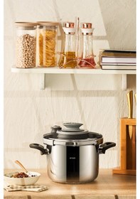 Resim Emsan Montana Siyah Gri Düdüklü Tencere 6 L Gri - Siyah 