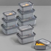 Resim 9'lu Vip Dikdörtgen Mikrodalga Ve Difrize Uygun Saklama Kabı Seti Gri 3x(1750,1050,600 Ml) Vienev
