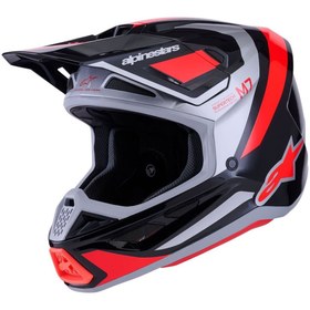 Resim Alpinestars S-M7 RIS Off-Road Kaskı Kırmızı / Gümüş 