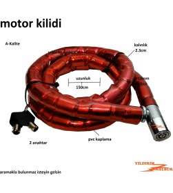 Resim Yıldırım Nalbur Bisiklet Kilidi 150CM Motor Kilidi Kalın 2 Anahtar Çelik Halat 