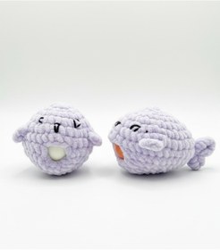 Resim perasse Sakız şişiren balık lila renk amigurumi oyuncak 9 cm 