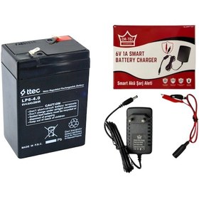 Resim 6 Volt 4 Amper Bakımsız Kuru Tip Akü Ve Şarj Cihazı 1 Amper 