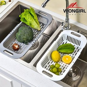 Resim Ayarlanabilir Lavabo Üstü Süzgeç - Şarj Edilmemiş Plastik Çok Amaçlı Mutfak Hazırlık Aleti Meyve ve Sebzeler İçin - Genişletilebilir Yemek Hazırlama Aksesuarı 