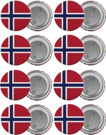 Resim Norveç Bayrağı Çanta Rozeti Seti 8 Adet En Büyük Boy 5.8Cm Iğneli 