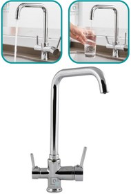 Resim Genel Markalar Su Arıtma Cihazı Için 3 Yollu Arıtmalı Evye Bataryalı Musluk(sıcak ,soğuk ,arıtılmış Su) Qtr548 